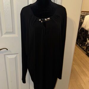 Liz Claiborne Black Blouse with Embellished Neckline